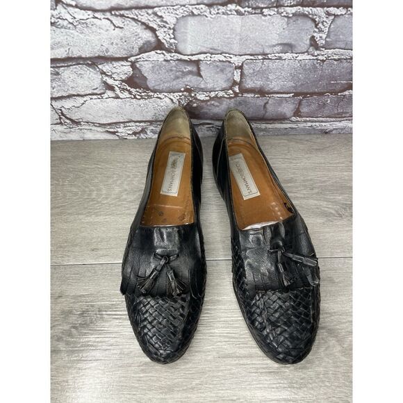 Roger Bowman’s Black Leather Basketweave Kiltie Tassel Loafer Dress Shoes Men 10 main image 12